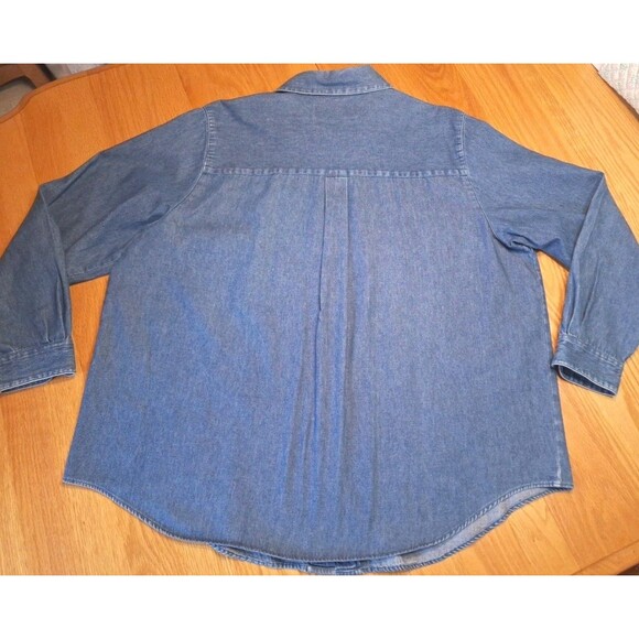 Vintage Karen Scott Denim Button Up Top Womens 1X Autumn Fall Embroidered Shirt - Picture 16 of 16